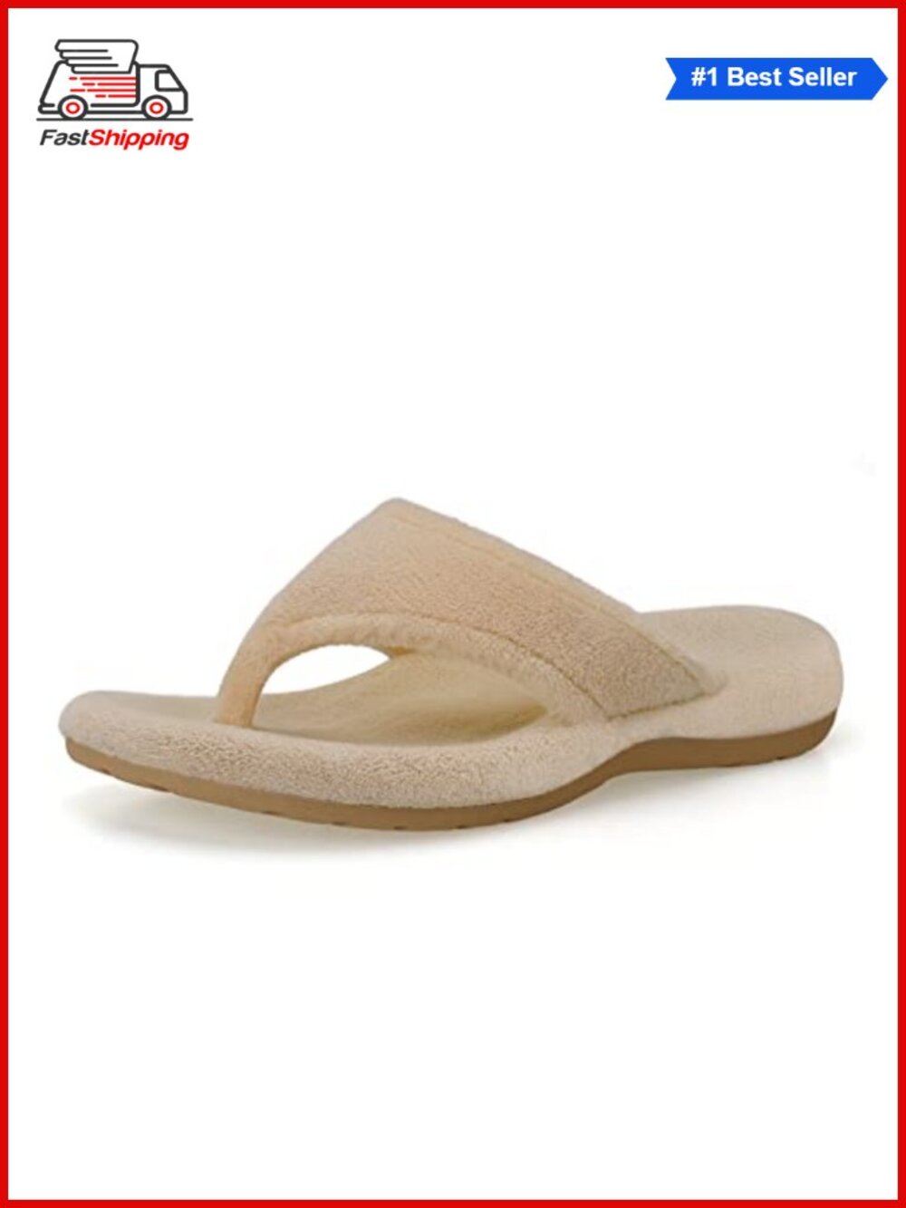 Orthopedic Fuzzy Slippers with Arch Support Open Toe Non-Slip Coral Velvet - Picture 1 of 6